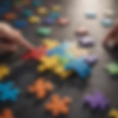 Puzzle Challenge for Team Collaboration Colorful puzzle pieces symbolizing teamwork and collaboration