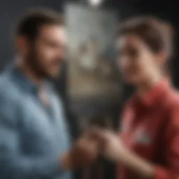 A painting contractor discussing project details with a client