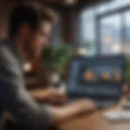 A small business owner analyzing ecommerce data on a laptop