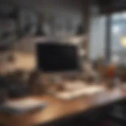 Organized desk with tools