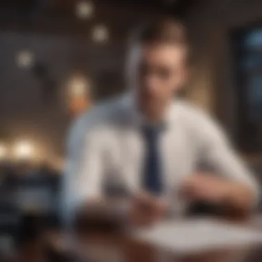 Sophisticated Business Review Elegant business executive reviewing Facebook invoice
