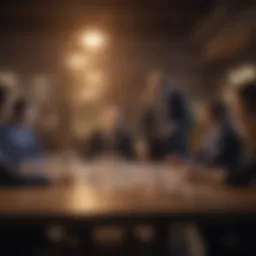 A vibrant team engaged in a strategic brainstorming session