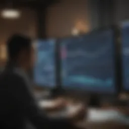 Entrepreneur analyzing data on digital screen