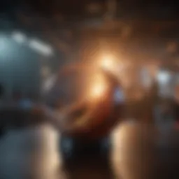 A dynamic product launch event showcasing vibrant branding and enthusiastic attendees