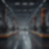 A futuristic automated factory showcasing robotic assembly lines