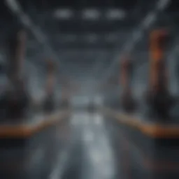 A futuristic automated factory showcasing robotic assembly lines