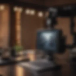 Live streaming setup with camera and laptop