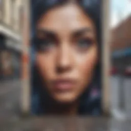 A vibrant street mural promoting a local business