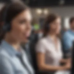 Customer service representative engaging with a client