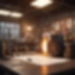 A creative workspace with notes and visuals related to a business pitch