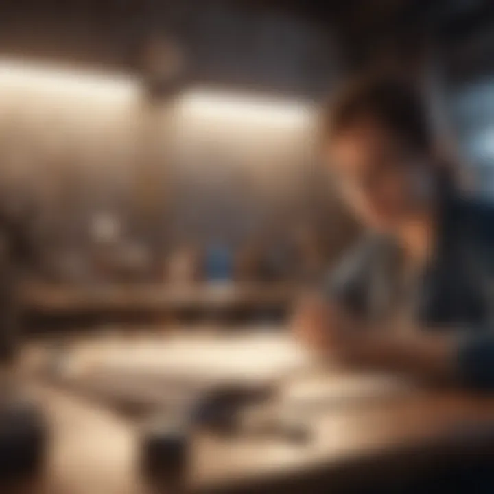 A creative workspace with content drafts and notes