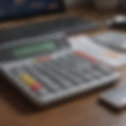 Illustration of payroll calculations on a digital device