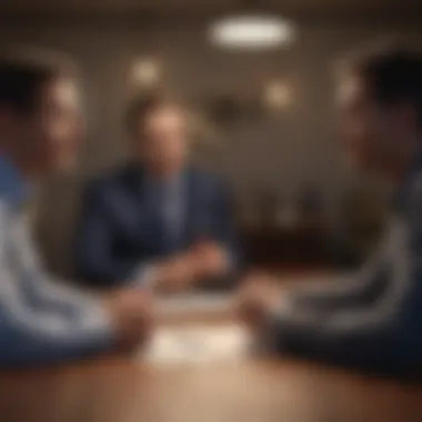 An illustration of a conflict resolution scenario with two parties engaged in dialogue.