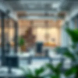 Modern office layout promoting collaboration and focus