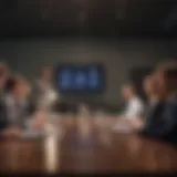 Boardroom discussion on employee performance