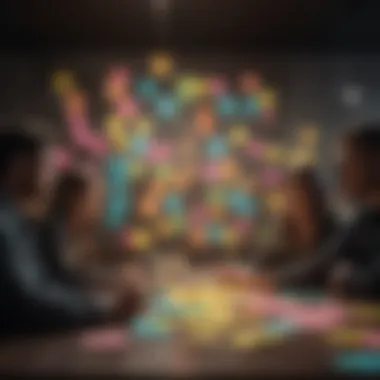 Collaborative Brainstorming Team brainstorming session with colorful post-it notes
