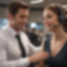 Customer service representative engaging with a client