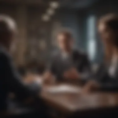 Strategic Discussions in Business A professional discussing strategies with colleagues in a modern office environment.